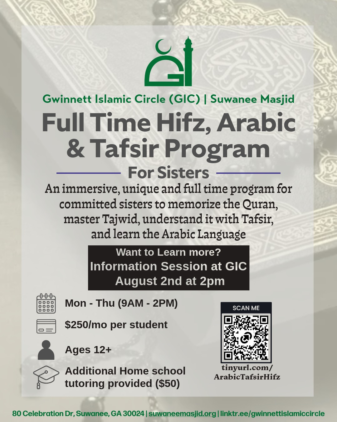 Full Time Hifz, Arabic & Tafsir Program For Sisters